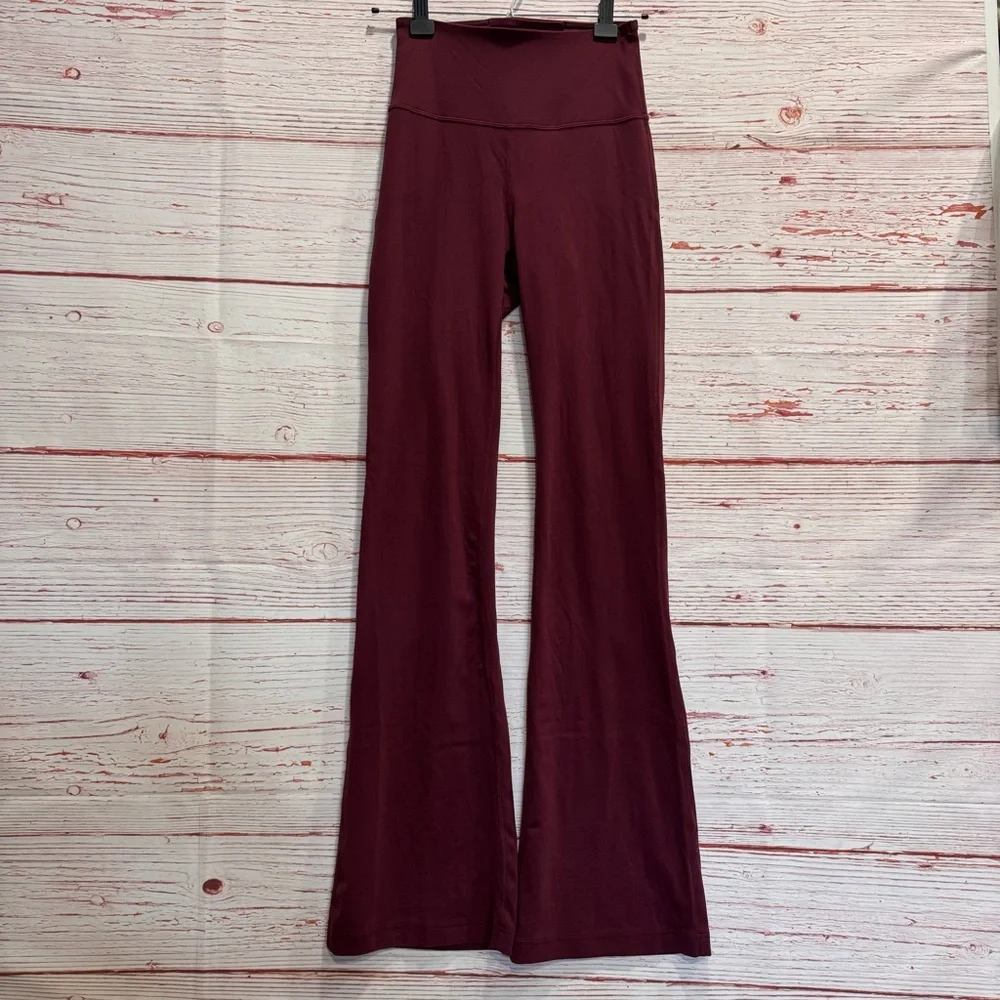 Lululemon Groove Super-High-Rise Flared Pant Nulu in Red Merlot Sz 4